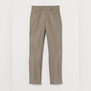 Beige faux leather pants